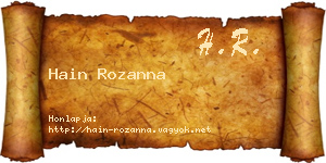 Hain Rozanna névjegykártya